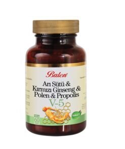 Balen - V5 - Arı Sütü - Kırmızı Ginseng - Polen - Propolis 60 Tablet
