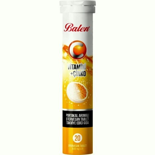 C Vitamini ve Çinko İçeren Portakal Aromalı Efervesan - Balen - 20 Tablet
